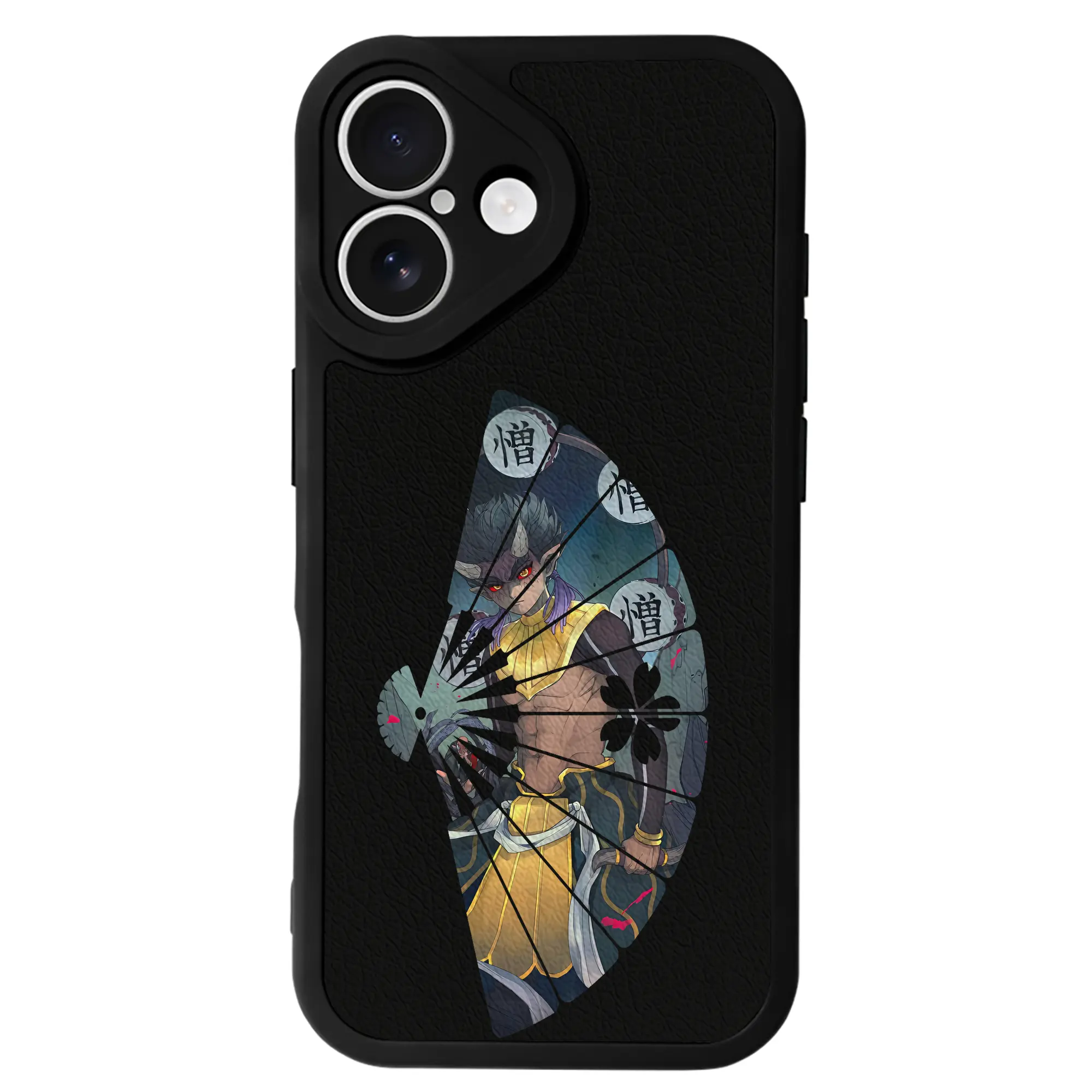 鬼滅の刃 グッズ,半天狗 - IPhone 16シリーズ対応 ・ シリコンスマホケース ・ レザー調 ・ 高精度フィット ・ 耐衝撃 ・ ワイヤレス充電対応 ・ 精密カット